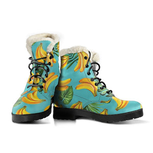 Tropical Banana Leaf Pattern Print Comfy Boots GearFrost
