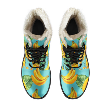 Tropical Banana Leaf Pattern Print Comfy Boots GearFrost
