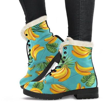 Tropical Banana Leaf Pattern Print Comfy Boots GearFrost