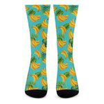 Tropical Banana Leaf Pattern Print Crew Socks