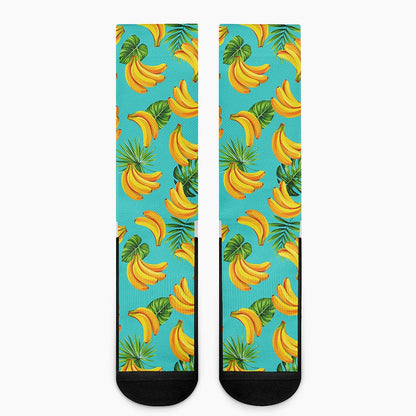 Tropical Banana Leaf Pattern Print Crew Socks