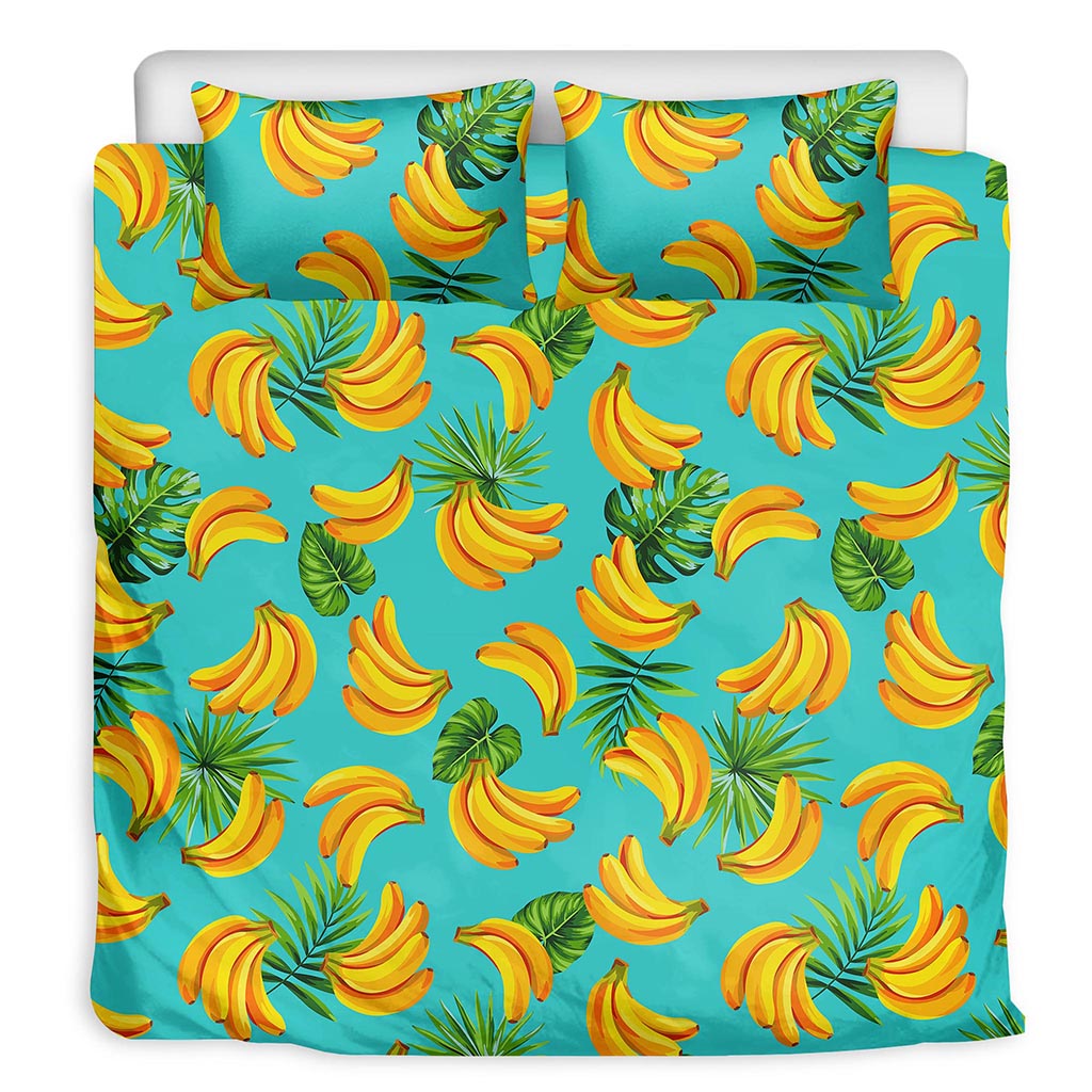 Tropical Banana Leaf Pattern Print Duvet Cover Bedding Set
