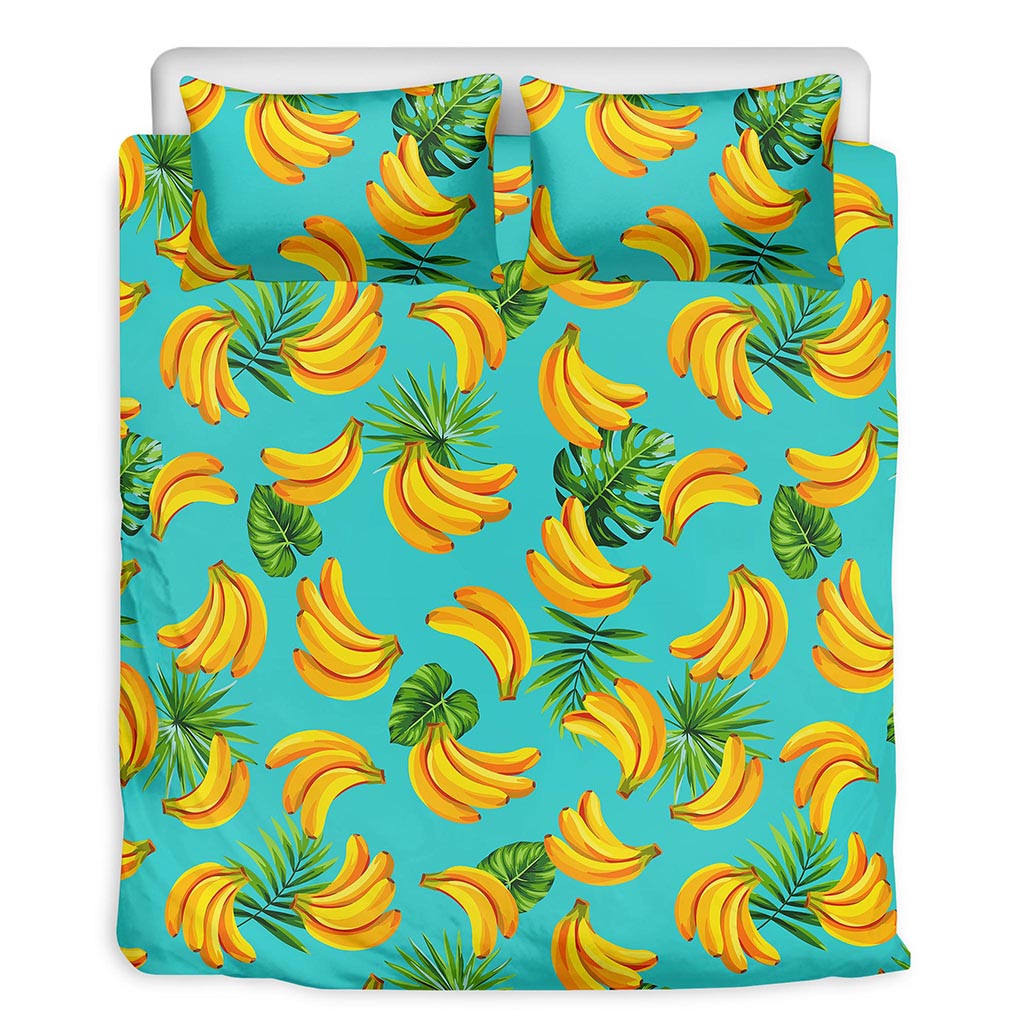 Tropical Banana Leaf Pattern Print Duvet Cover Bedding Set