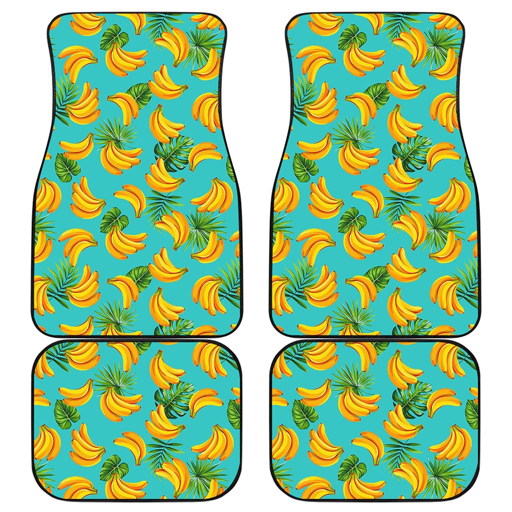 Tropical Banana Leaf Pattern Print Front and Back Car Floor Mats