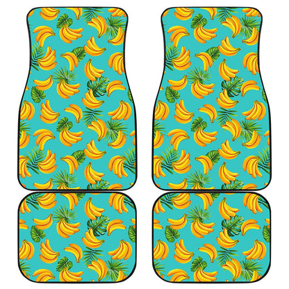 Tropical Banana Leaf Pattern Print Front and Back Car Floor Mats