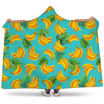 Tropical Banana Leaf Pattern Print Hooded Blanket