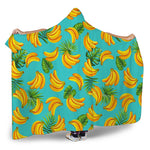 Tropical Banana Leaf Pattern Print Hooded Blanket