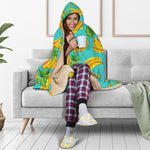 Tropical Banana Leaf Pattern Print Hooded Blanket