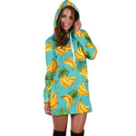 Tropical Banana Leaf Pattern Print Hoodie Dress GearFrost