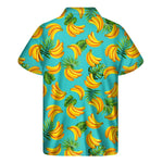 Tropical Banana Leaf Pattern Print Men's Short Sleeve Shirt