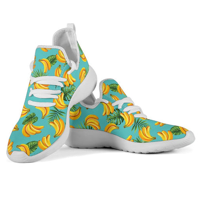 Tropical Banana Leaf Pattern Print Mesh Knit Shoes GearFrost