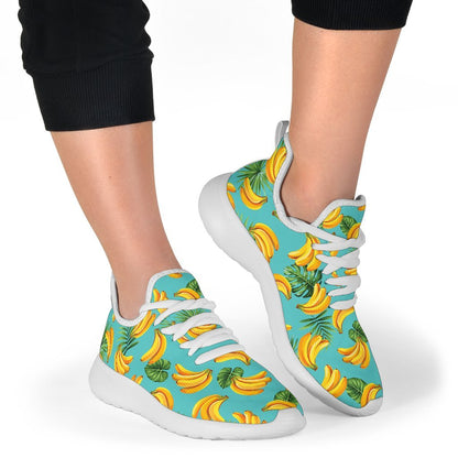 Tropical Banana Leaf Pattern Print Mesh Knit Shoes GearFrost