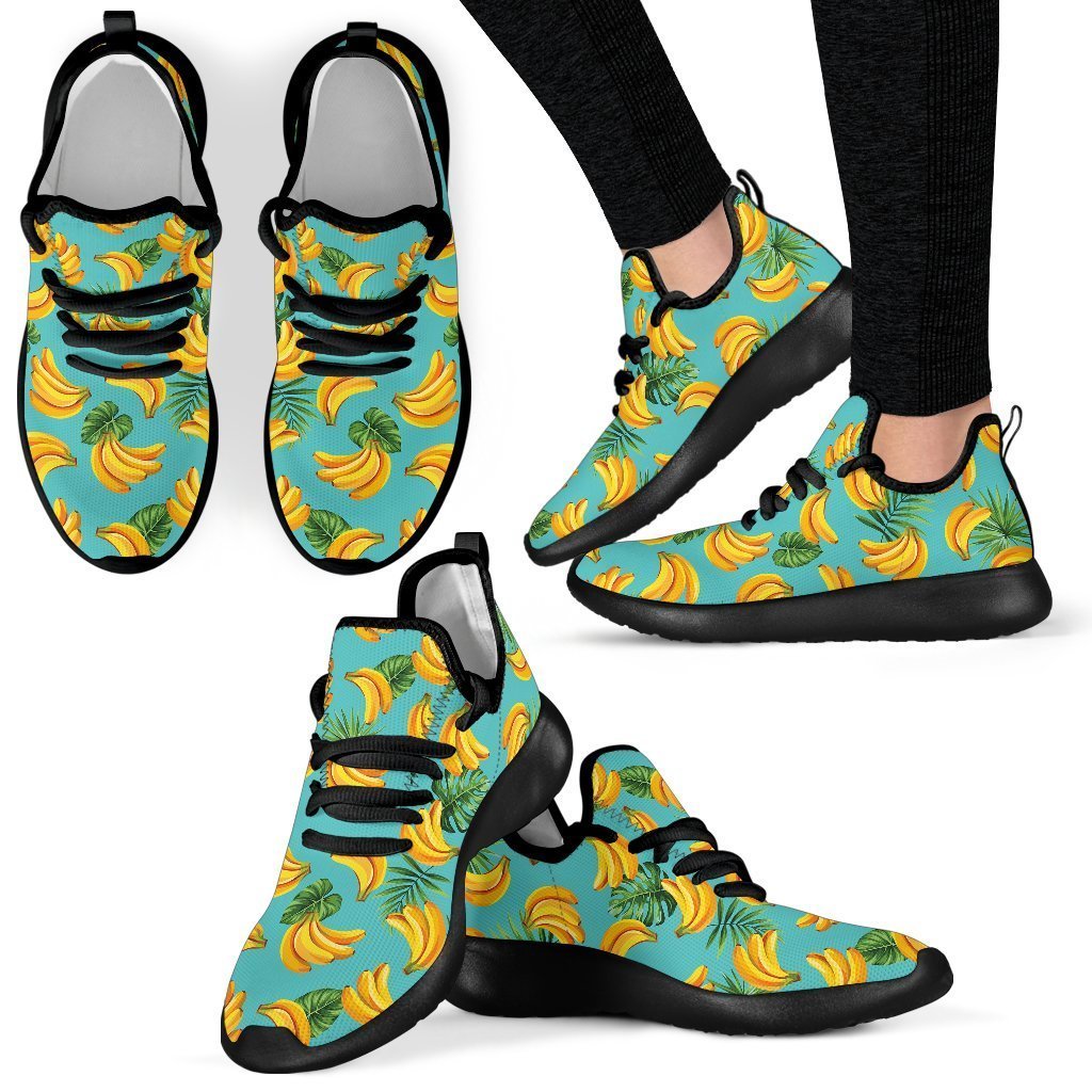 Tropical Banana Leaf Pattern Print Mesh Knit Shoes GearFrost