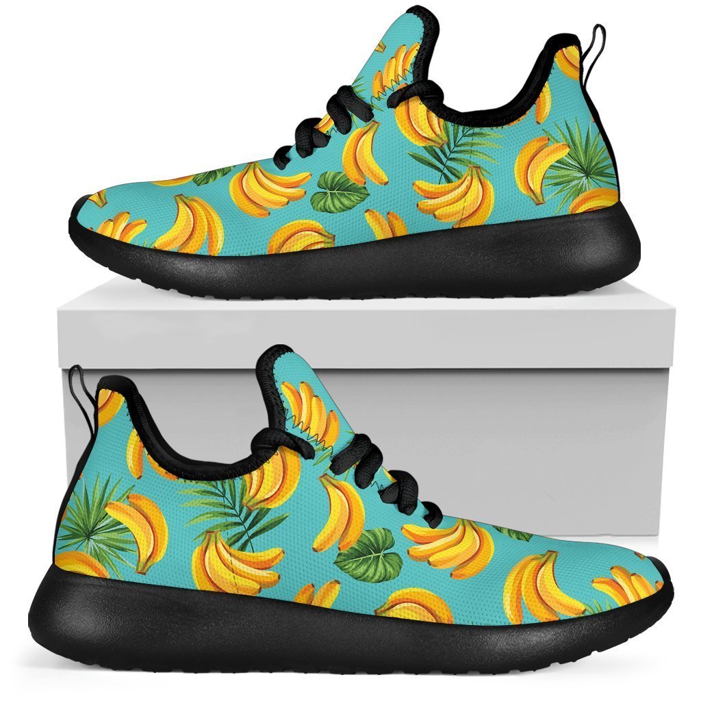 Tropical Banana Leaf Pattern Print Mesh Knit Shoes GearFrost