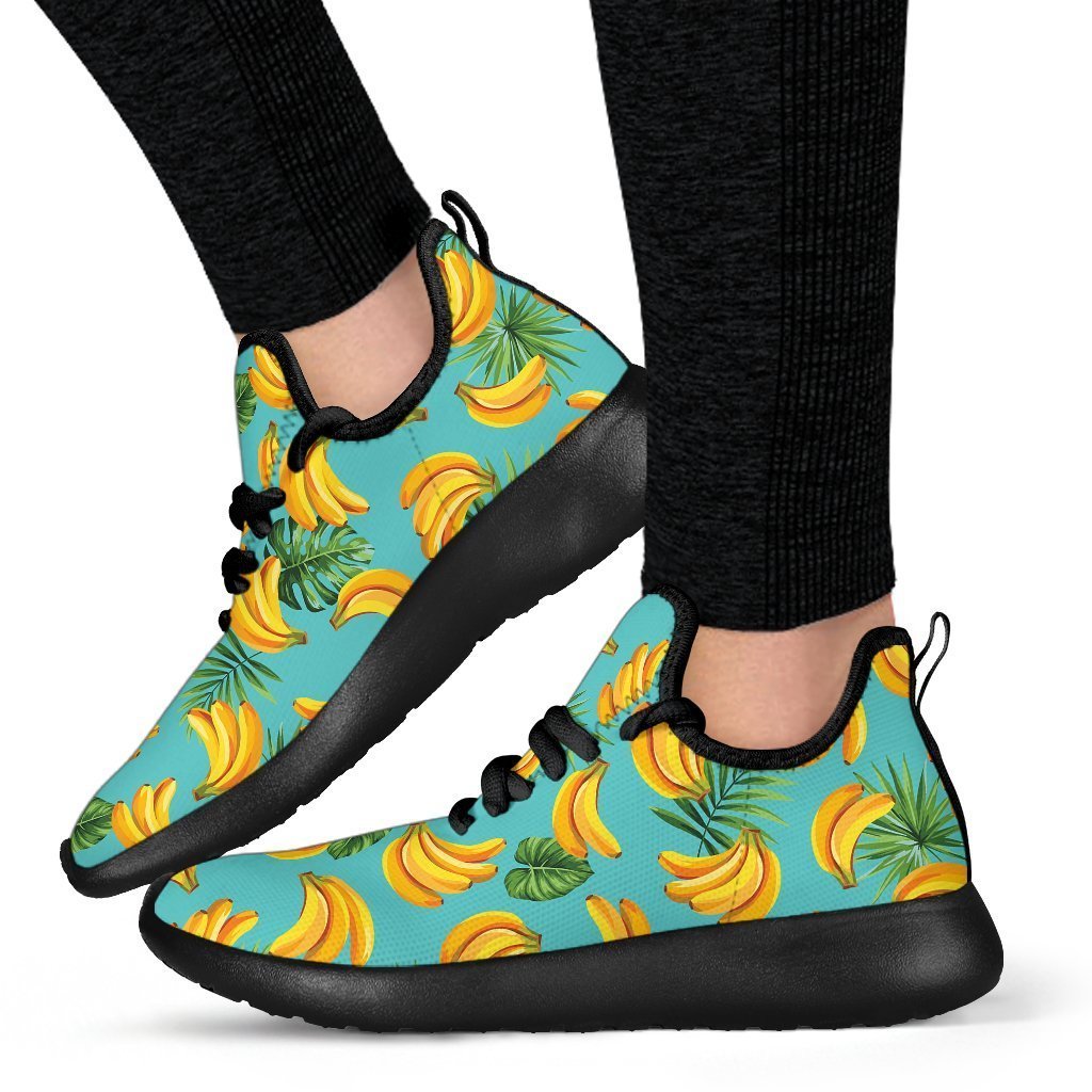 Tropical Banana Leaf Pattern Print Mesh Knit Shoes GearFrost