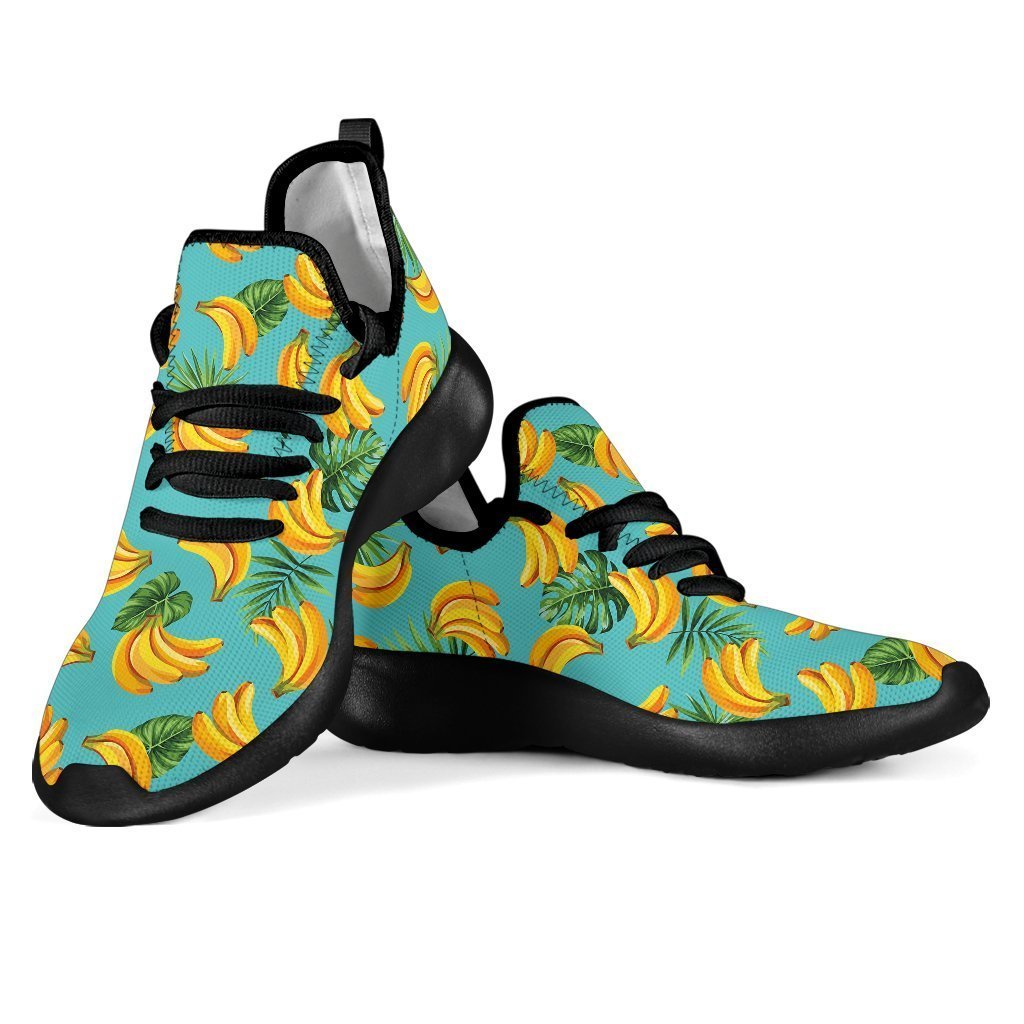 Tropical Banana Leaf Pattern Print Mesh Knit Shoes GearFrost