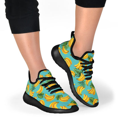 Tropical Banana Leaf Pattern Print Mesh Knit Shoes GearFrost