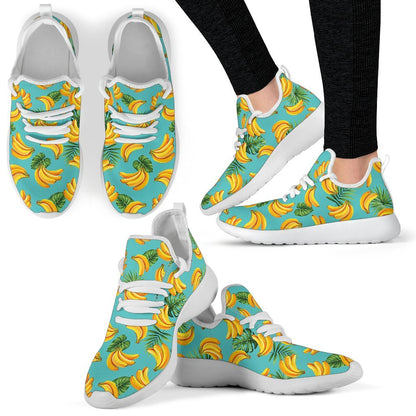 Tropical Banana Leaf Pattern Print Mesh Knit Shoes GearFrost