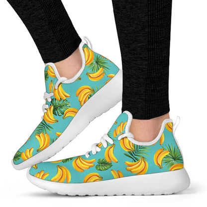 Tropical Banana Leaf Pattern Print Mesh Knit Shoes GearFrost