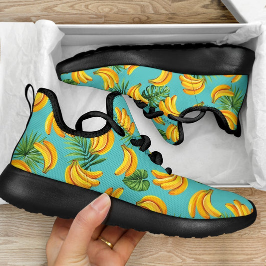 Tropical Banana Leaf Pattern Print Mesh Knit Shoes GearFrost