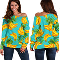 Tropical Banana Leaf Pattern Print Off The Shoulder Sweatshirt