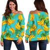 Tropical Banana Leaf Pattern Print Off Shoulder Sweatshirt GearFrost