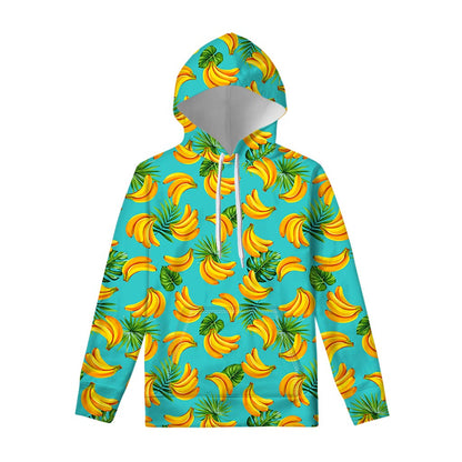 Tropical Banana Leaf Pattern Print Pullover Hoodie