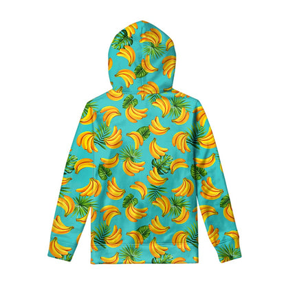 Tropical Banana Leaf Pattern Print Pullover Hoodie