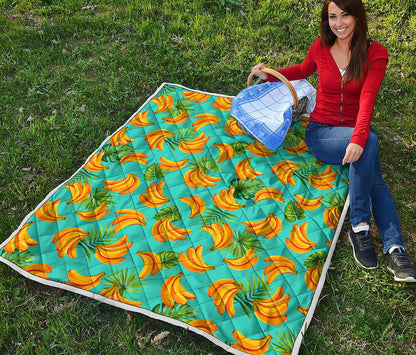 Tropical Banana Leaf Pattern Print Quilt