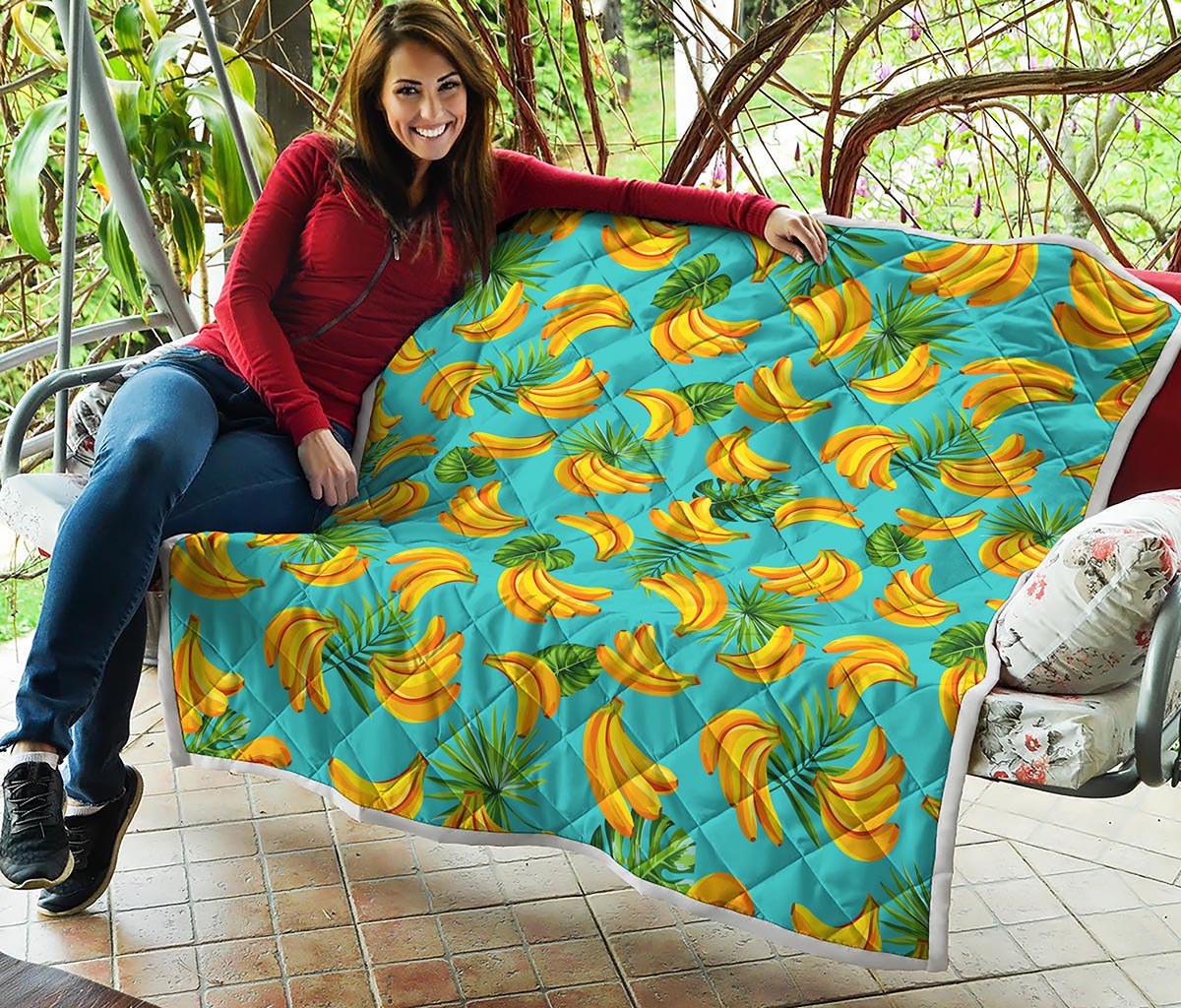 Tropical Banana Leaf Pattern Print Quilt