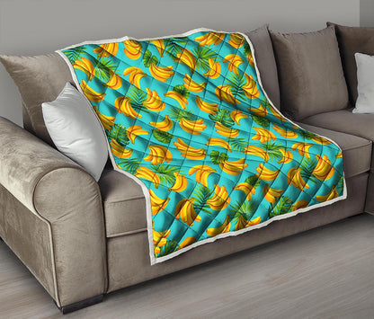 Tropical Banana Leaf Pattern Print Quilt