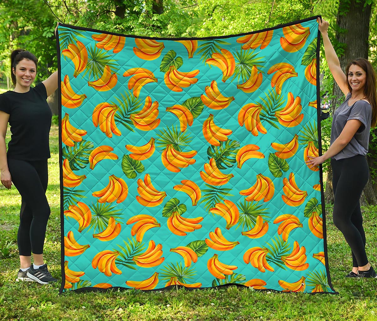 Tropical Banana Leaf Pattern Print Quilt