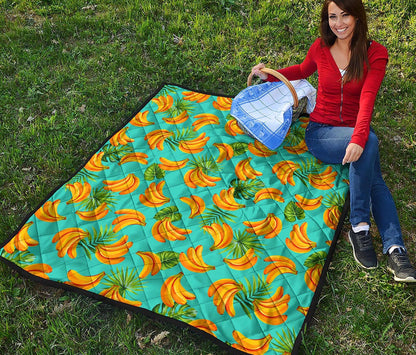 Tropical Banana Leaf Pattern Print Quilt