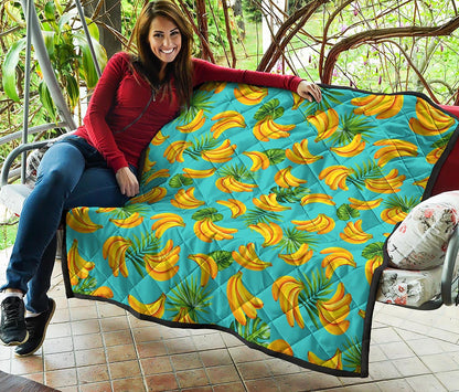 Tropical Banana Leaf Pattern Print Quilt