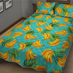 Tropical Banana Leaf Pattern Print Quilt Bed Set