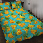 Tropical Banana Leaf Pattern Print Quilt Bed Set
