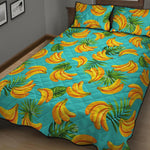 Tropical Banana Leaf Pattern Print Quilt Bed Set