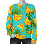 Tropical Banana Leaf Pattern Print Women's Crewneck Sweatshirt GearFrost