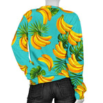 Tropical Banana Leaf Pattern Print Women's Crewneck Sweatshirt GearFrost