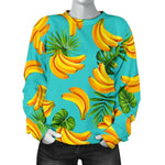 Tropical Banana Leaf Pattern Print Women's Crewneck Sweatshirt GearFrost