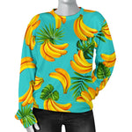 Tropical Banana Leaf Pattern Print Women's Crewneck Sweatshirt GearFrost