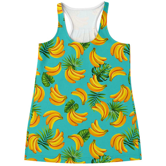Tropical Banana Leaf Pattern Print Women's Racerback Tank Top