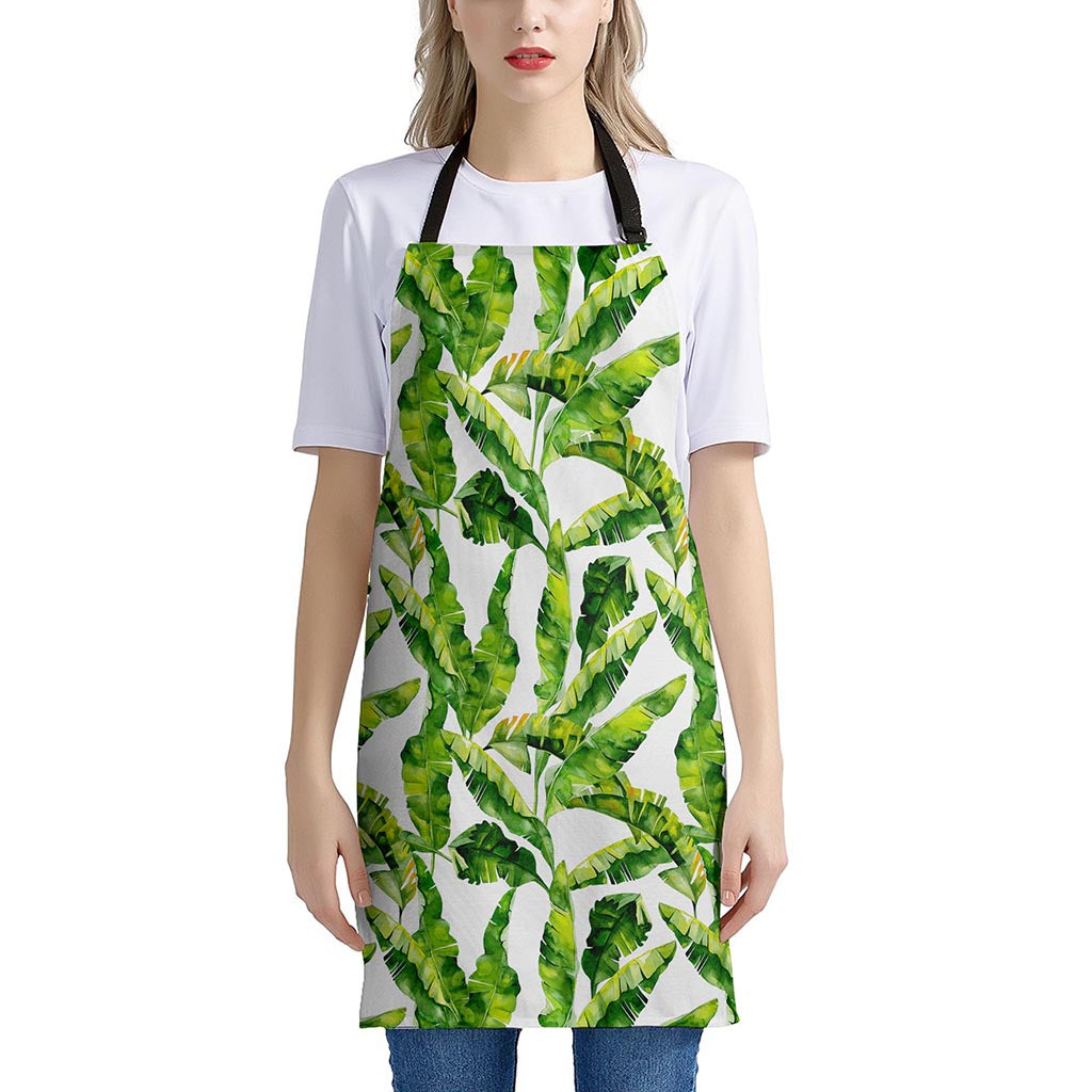 Tropical Banana Leaves Pattern Print Apron