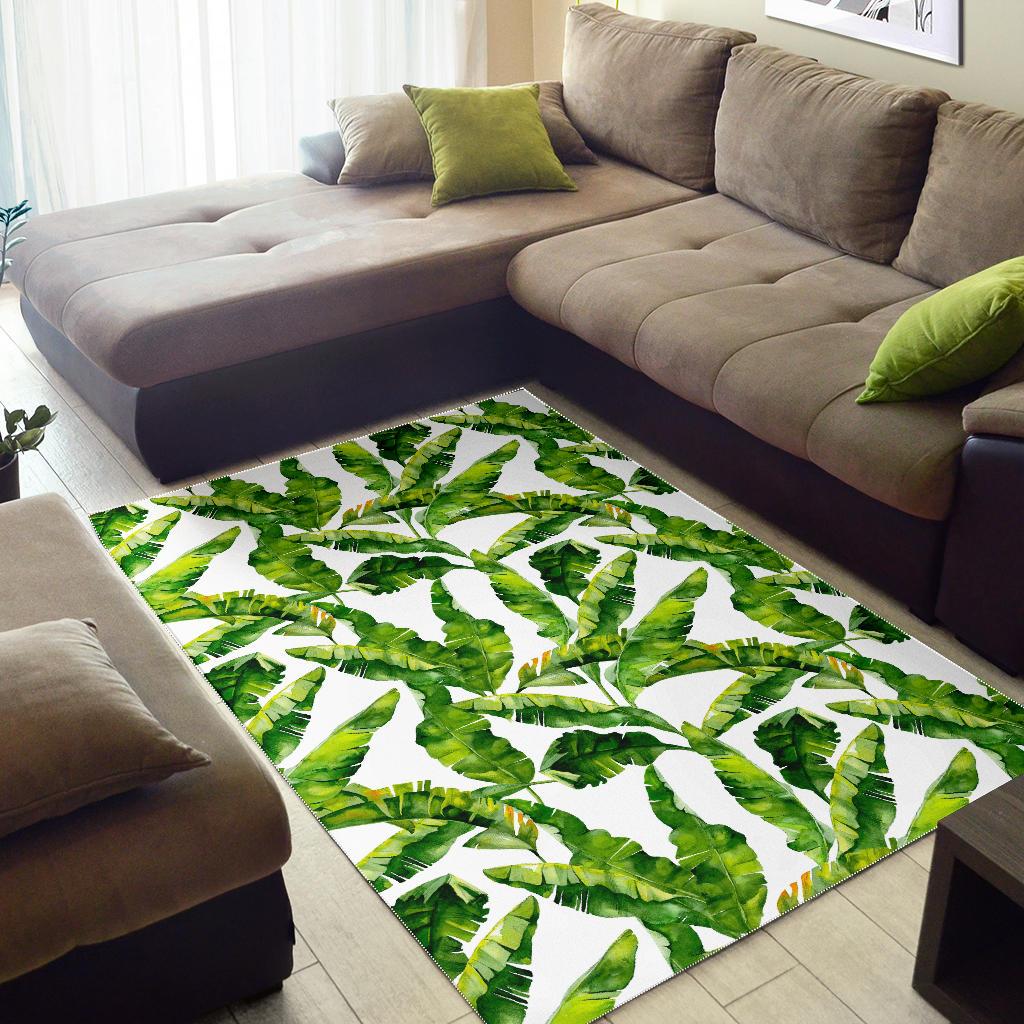 Tropical Banana Leaves Pattern Print Area Rug GearFrost