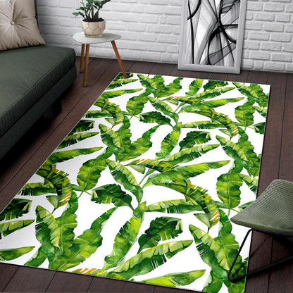 Tropical Banana Leaves Pattern Print Area Rug GearFrost