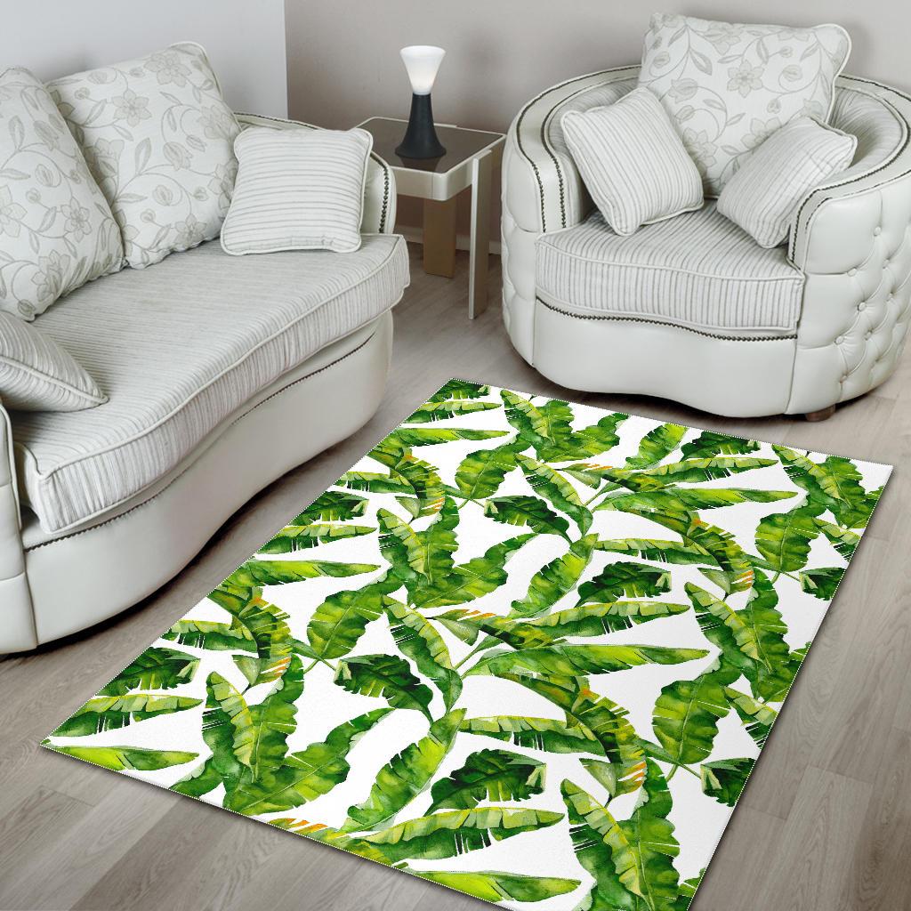 Tropical Banana Leaves Pattern Print Area Rug GearFrost