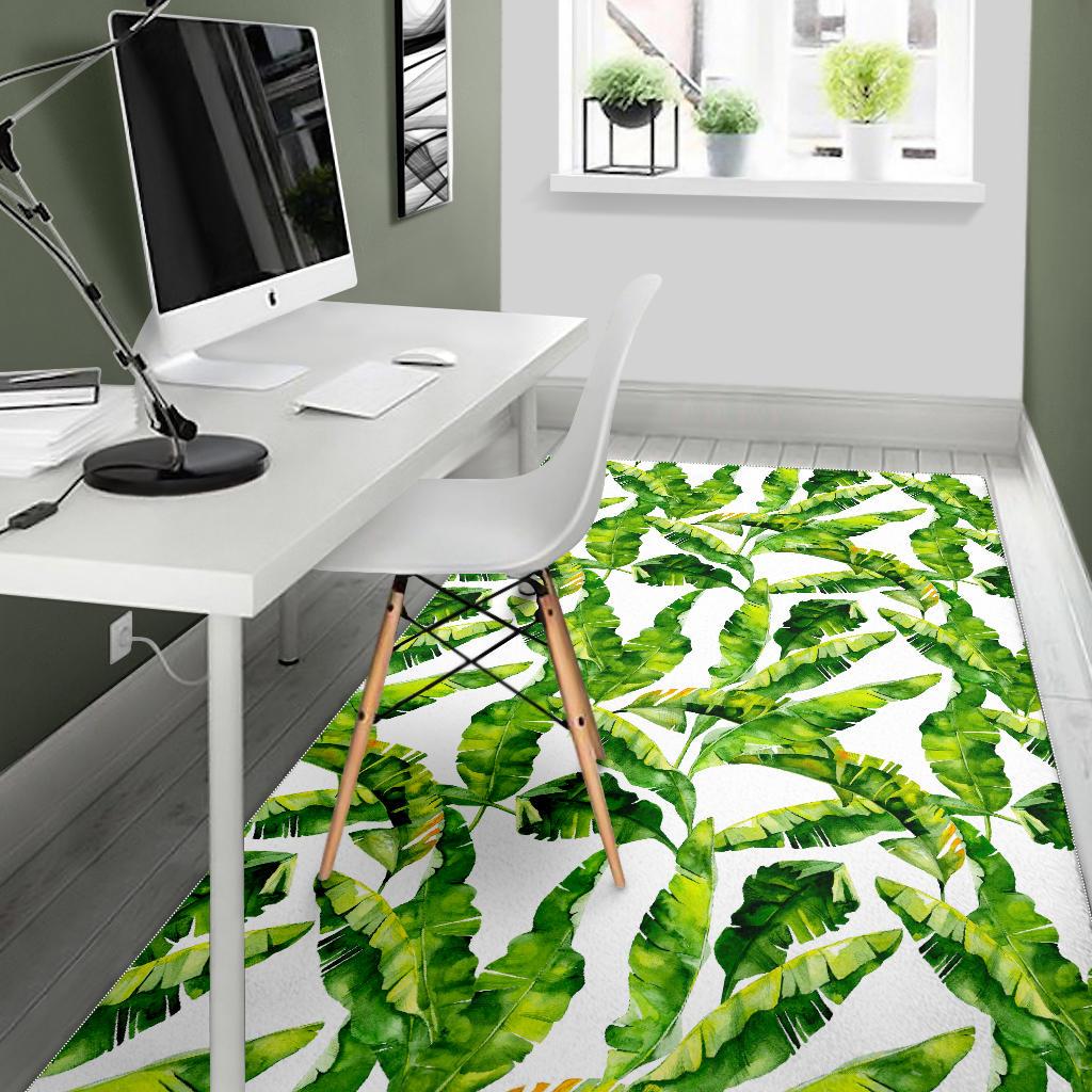 Tropical Banana Leaves Pattern Print Area Rug GearFrost