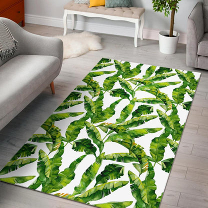 Tropical Banana Leaves Pattern Print Area Rug GearFrost