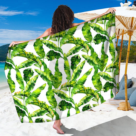 Tropical Banana Leaves Pattern Print Beach Sarong Wrap