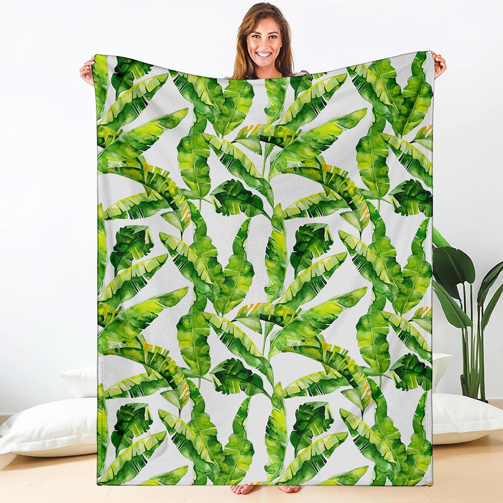 Tropical Banana Leaves Pattern Print Blanket